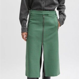 Tibi Leon Check Midi Trouser Zip Skirt sz 8 nwt
